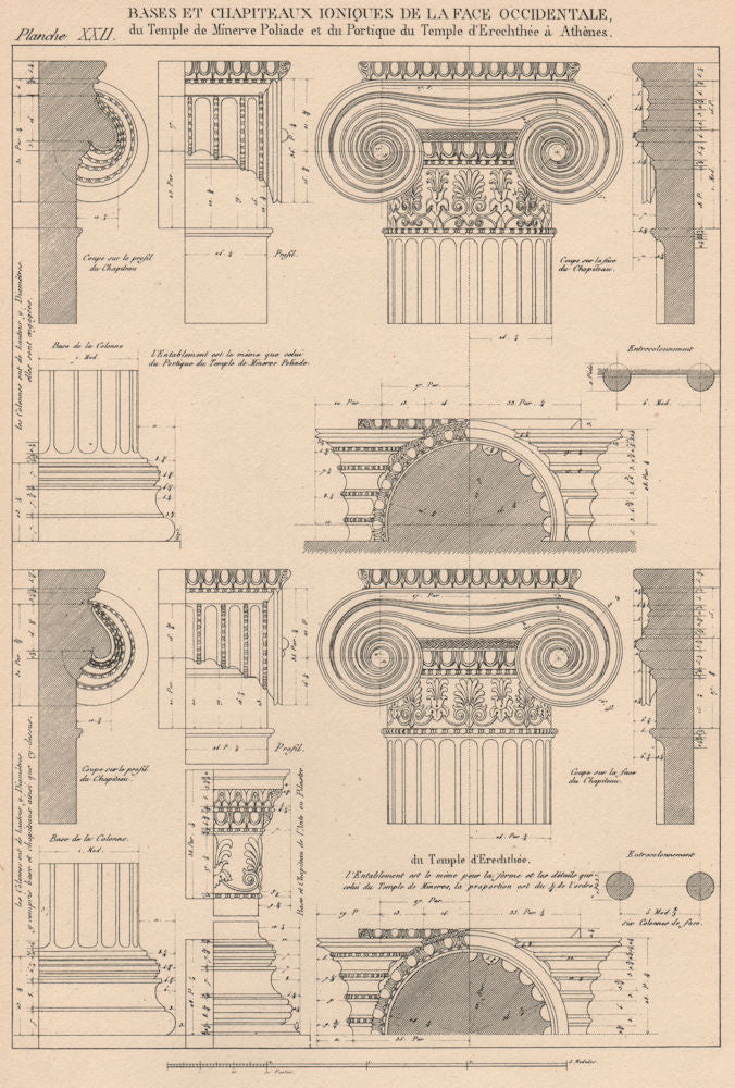 IONIC ARCHITECTURE.Temple Minerva Polias Erechtheion,Athens.Bases Capitals 1931